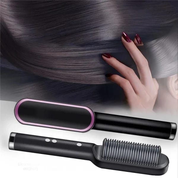 HQT-909B Electric Hair Straightening &amp; Curling Comb/Brush - Dual-Purpose Professional Hair Styler, Non-Damaging Splint, | 2 in 1 Hair Straightener | ( Random Color )