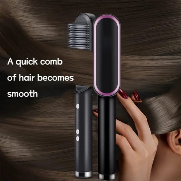 HQT-909B Electric Hair Straightening &amp; Curling Comb/Brush - Dual-Purpose Professional Hair Styler, Non-Damaging Splint, | 2 in 1 Hair Straightener | ( Random Color )