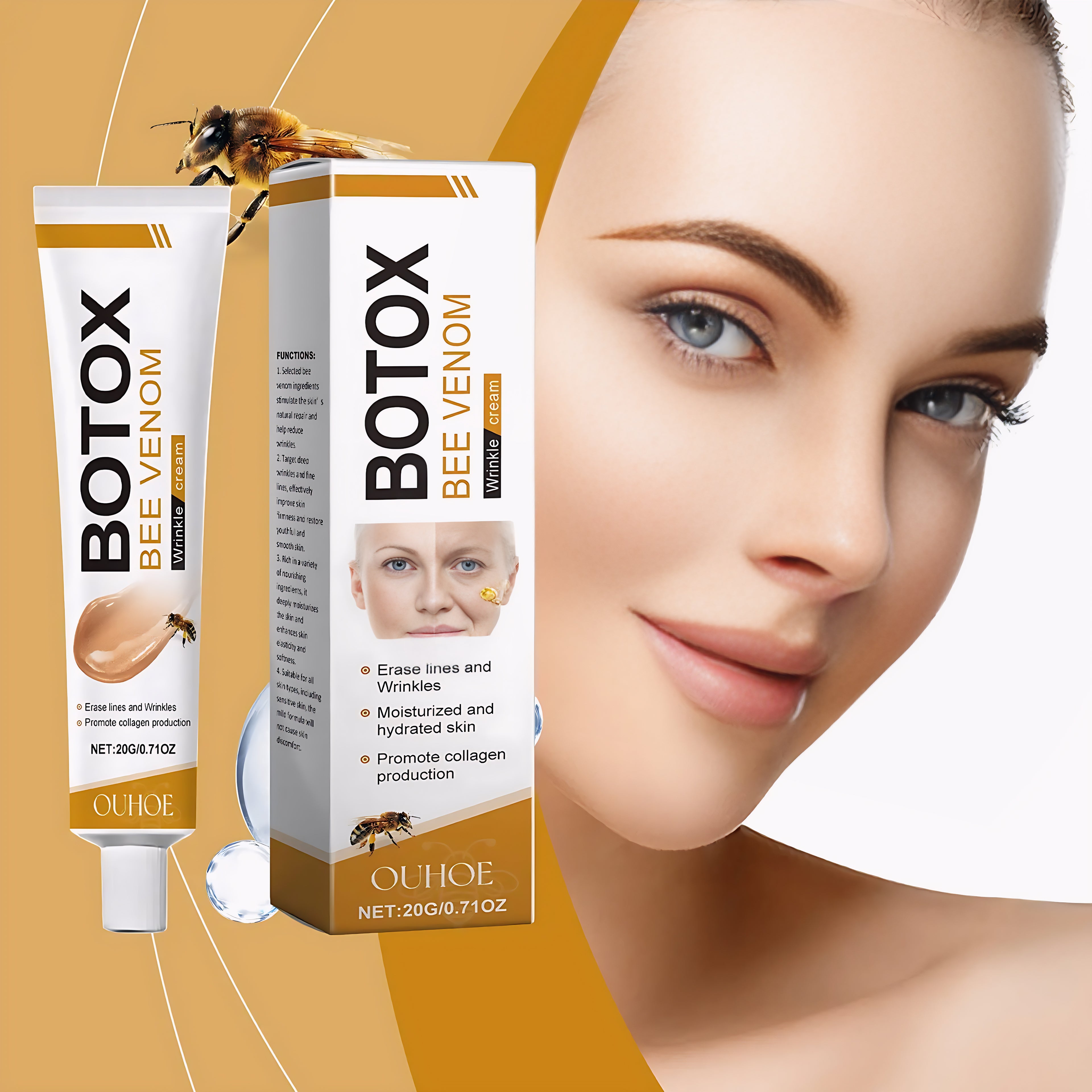 Whitening & Moisturizing Botox Bee Venom Facial Cream – Brightening, Anti-Aging, Hydrating Moisturizer for Radiant, Smooth & Youthful Skin (20g)