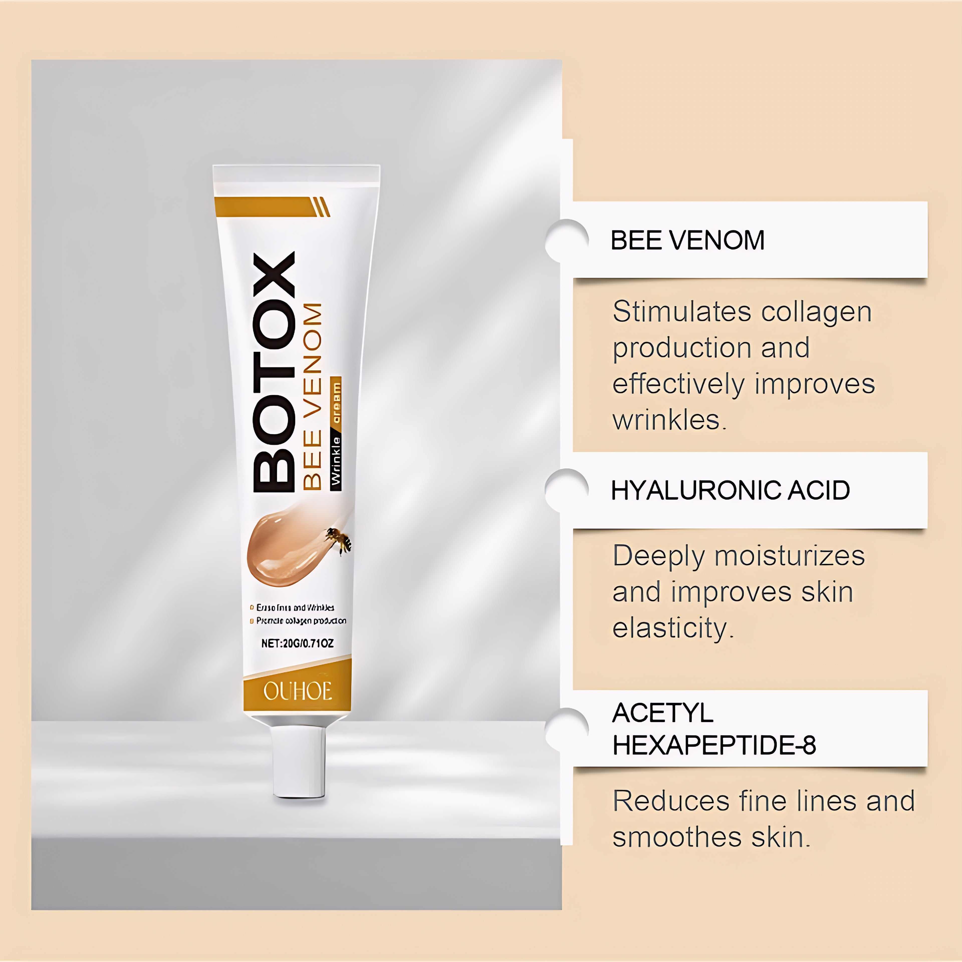 Whitening & Moisturizing Botox Bee Venom Facial Cream – Brightening, Anti-Aging, Hydrating Moisturizer for Radiant, Smooth & Youthful Skin (20g)