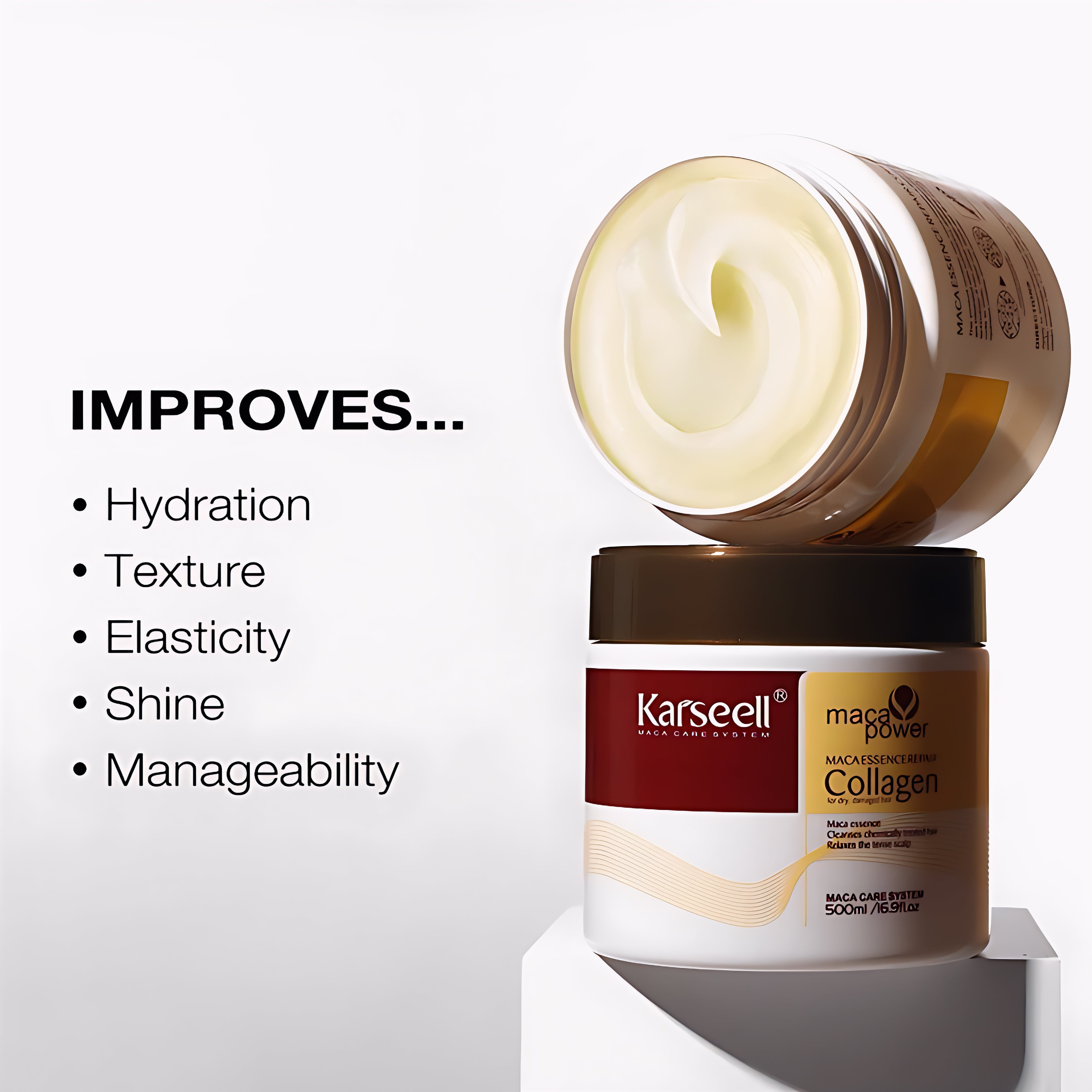 Karseell Hair Mask Collagen Treatment Cream – Argan Oil & Maca Essence, 16.9 OZ 500ml