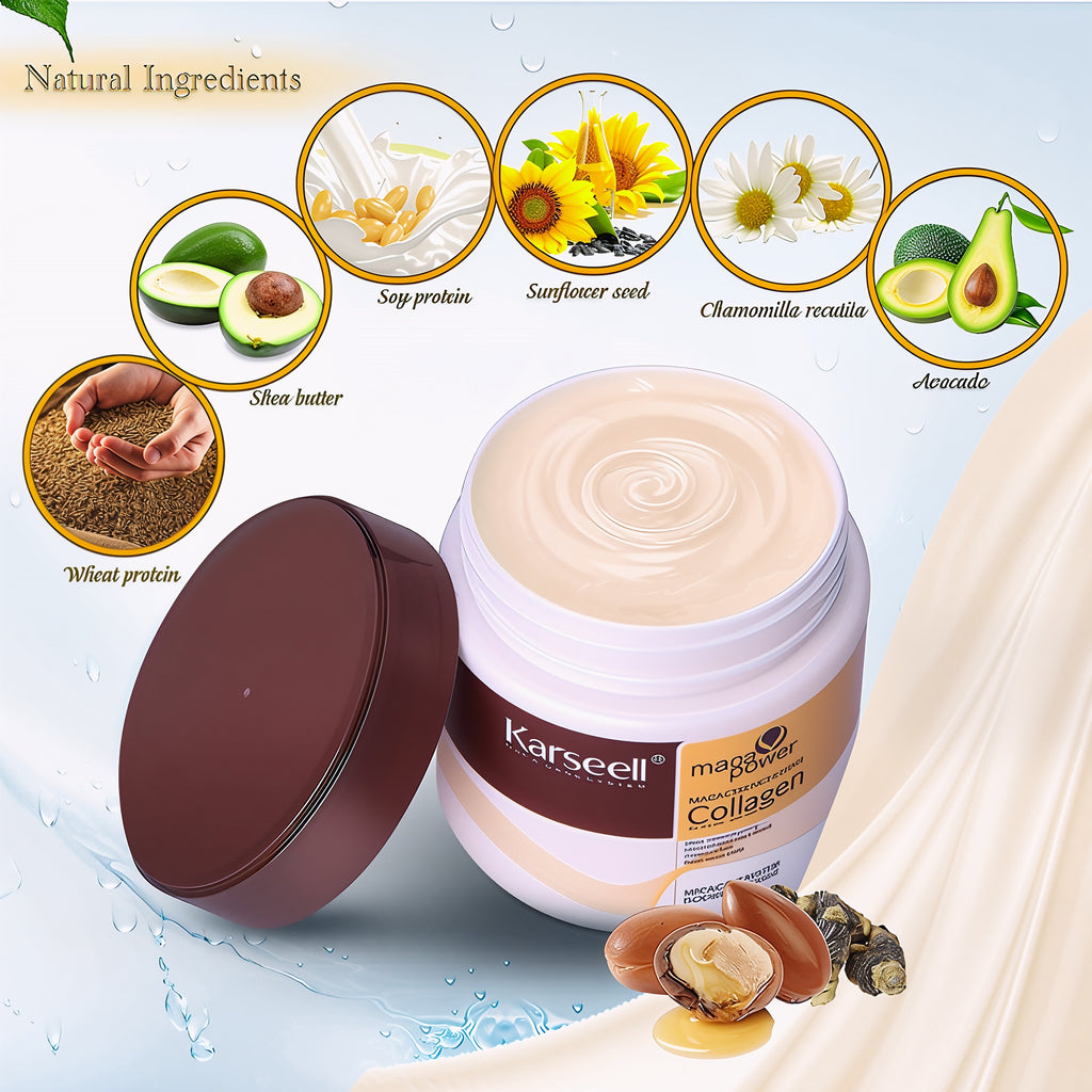 Karseell Hair Mask Collagen Treatment Cream – Argan Oil & Maca Essence, 16.9 OZ 500ml