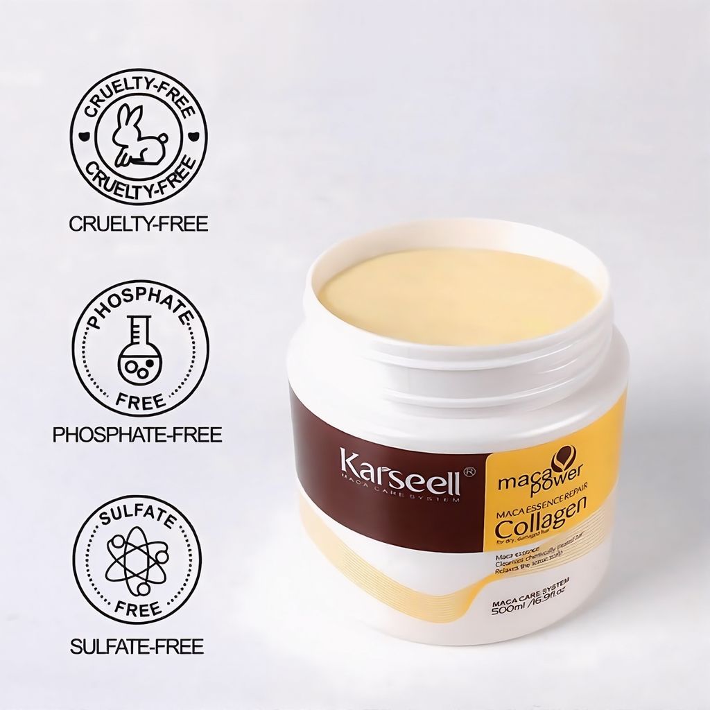 Karseell Hair Mask Collagen Treatment Cream – Argan Oil & Maca Essence, 16.9 OZ 500ml